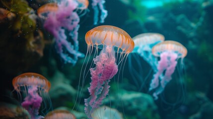 Fototapeta na wymiar jellyfish on the seabed.