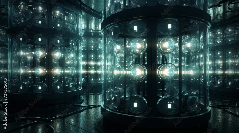 Leinwandbilder A conceptual visualization of a render farm operating around the clock, showcasing its efficiency and capacity to handle demanding rendering tasks Generative AI