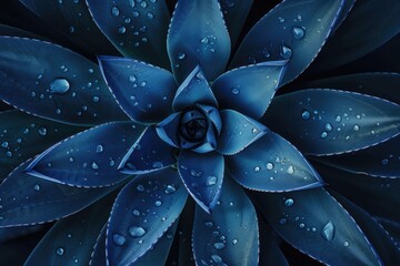 agave cactus  abstract natural pattern background  dark blue toned