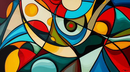 Vibrant Abstract Geometric Painting in Bold Colors
This image features a dynamic abstract painting with bold geometric shapes in a vivid color palette, showcasing modern artistry and creativity.
