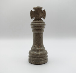 Chess Piece, King, Grey Marble, White Background