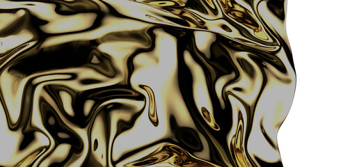 Ethereal Elegance: Abstract 3D Gold Cloth Illustration for Airy and Delicate Visuals
