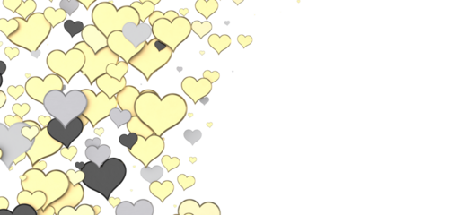 Love valentine background with red petals of hearts on transparent background