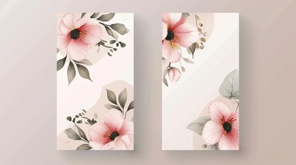 Minimalistic wedding invitation template with beautiful floral decoration
