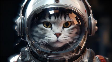 Cat Astronaut in a Space Suit with a Helmet - AI-Generated Cosmic Feline

