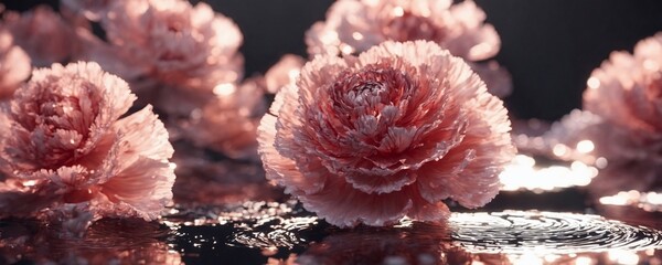 there are pink flowers that are sitting on a table