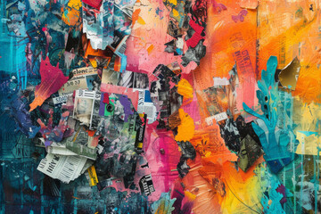 Colorful Abstract Urban Street Art Collage
A vivid collage of torn posters and vibrant street art creates an abstract urban tapestry on a city wall, embodying creative expression.
