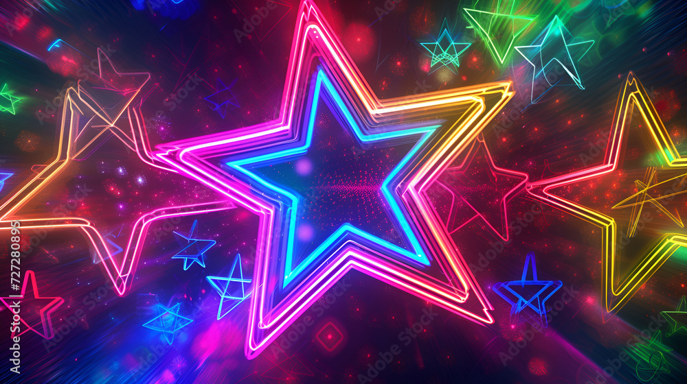 Canvas Prints big neon stars using electric colors and crp circle patterns to convey intellectual depth
