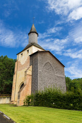 Fototapeta na wymiar Clocher porche de Mimizan, UNESCO site, Camino de Santiago, New Aquitaine, France