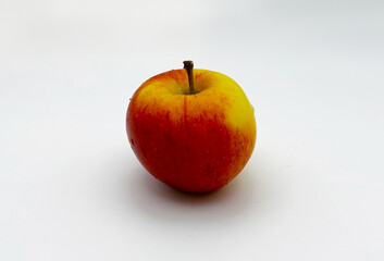 Fresh Apple, Isolated Fruit, Greens, Reds, White Background 