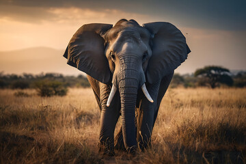 Fototapeta na wymiar Concept photo of close-up an elephant