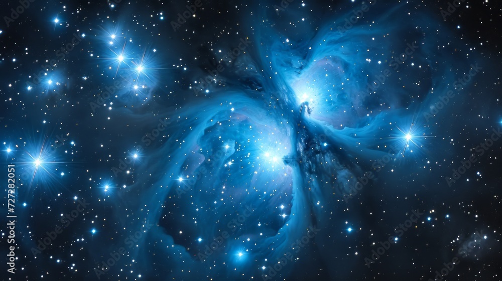 Aufkleber photo concept of the pleiades open cluster, emphasizing its bright stars and reflection nebulae gene
