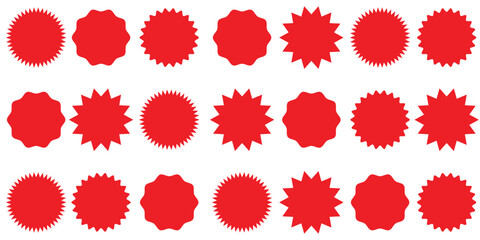 Set sunburst badges. Set of vector starburst, sunburst badges. Simple flat style vintage labels, stickers. Collection star label. Different starburst  3 0 9
