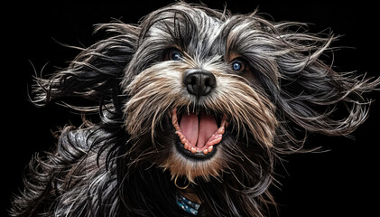 Naklejka premium Portrait of a pug dog on a black background. Studio shot.