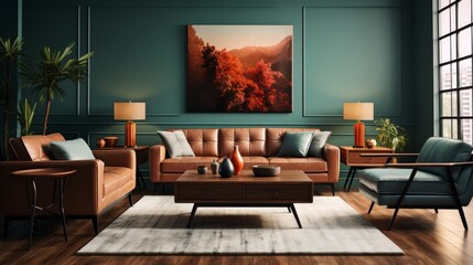 A Living Room With Furniture and a Wall Painting