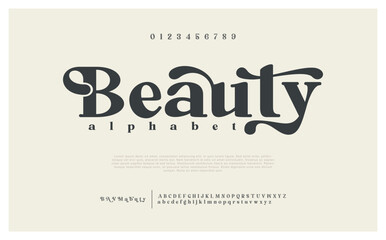 Elegant wedding alphabet letters font and number. Typography Luxury classic lettering serif fonts decorative vintage retro logo concept. vector illustration