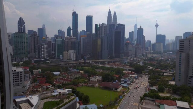 Asia malaysia capital city Kuala Lumpur day Great aerial top view flight drone