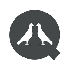 Pigeon Bird Logo combine with letter Q vector template