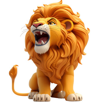 A 3D render of a majestic lion roaring. Created with generative AI.