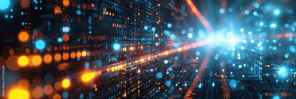 Aufkleber ig data analysis abstract background, portraying a digital realm with floating geometric