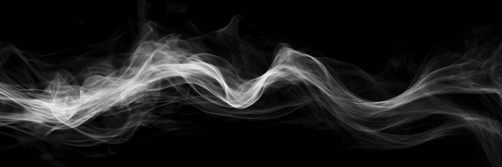 Abstract white smoke on a black background. 