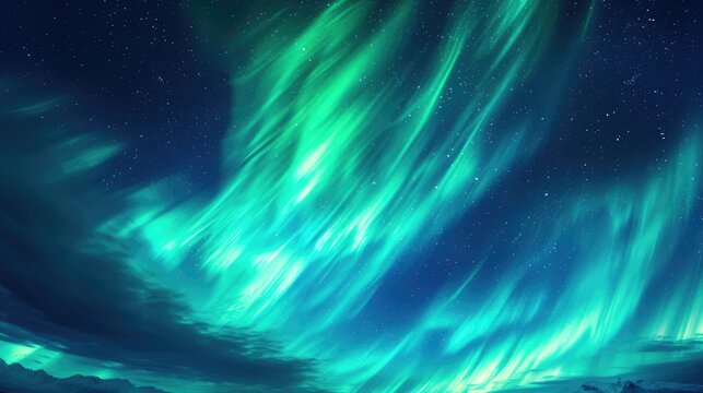 Beautiful night sky with colourful northern lights. Polar aurora, natural effect