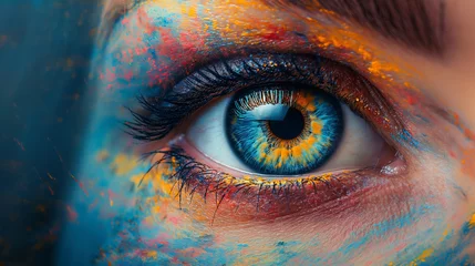 Zelfklevend Fotobehang very colourful background with decorative eye © Patrick