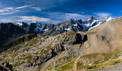 Magnificent view on the glaciers of the Ecrins, France