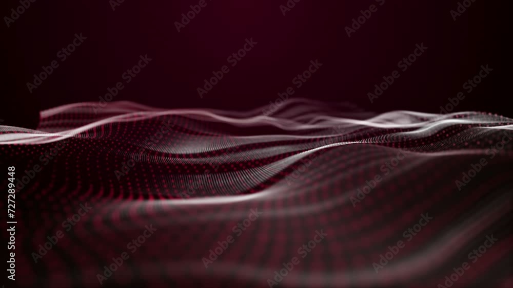 Aufkleber futuristic video animation with particle wave object in slow motion and space for text, 4096x2304 lo