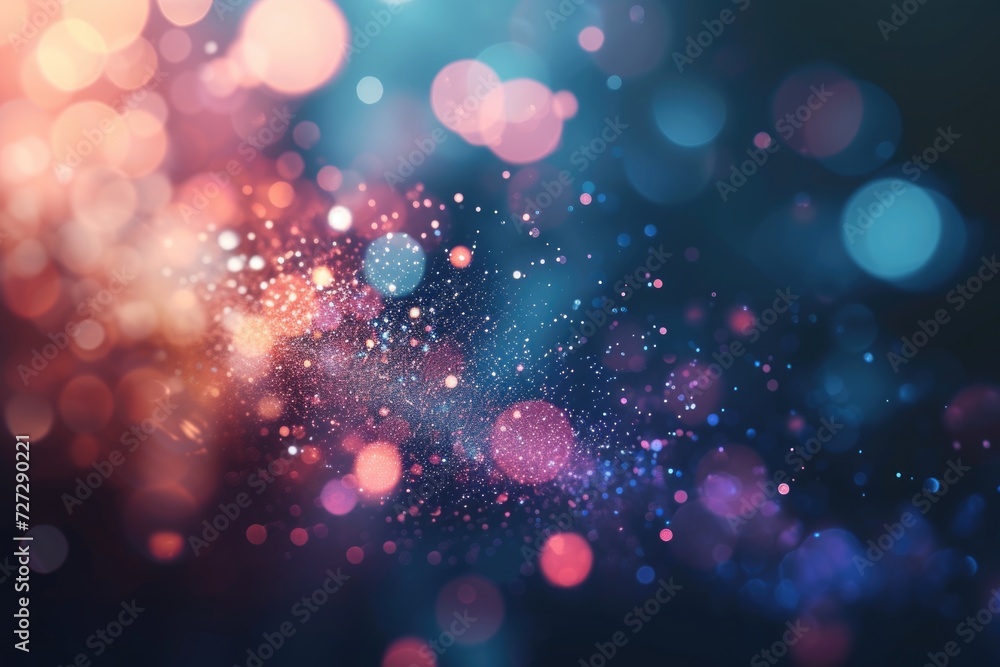 Poster blurred refraction light with bokeh overlay effect.