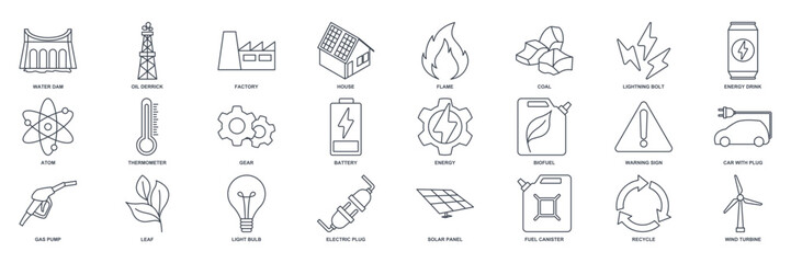 renewable energy, green technology icon set, Included icons as Light Bulb, Folder, Solar Panel, Battery and more symbols collection, logo isolated vector illustration