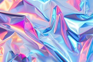 Holographic foil paper close up. Modern trendy colorful background