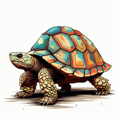 Tortoise in cartoon, doodle style. Image for t shirt. Isolated 2d vector illustration in logo, icon, sketch style, Eps 10. AI Generative