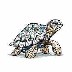 Fototapeta premium Tortoise in cartoon, doodle style. Image for t shirt. Isolated 2d vector illustration in logo, icon, sketch style, Eps 10. AI Generative