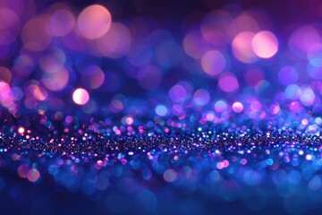 Holographic iridescent abstract glitter background in blue purple color with fine blurred texture