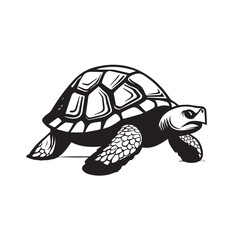 Fototapeta premium Tortoise in cartoon, doodle style . Image for t shirt. Isolated 2d vector illustration in logo, icon, sketch style, Eps 10, black and white. AI Generative