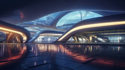 A Futuristic Building With a Large Circular Ceiling