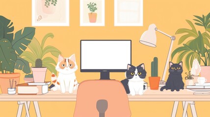 Fototapeta premium Take Your Cat to Work Day with office cat fashion and style