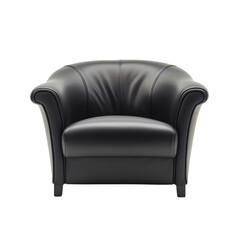 Modern style of leather armchair, minimal furniture, isolated on a transparent and white background.