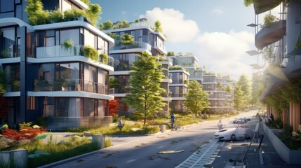 A Row of Houses With Solar Panels on the Roof