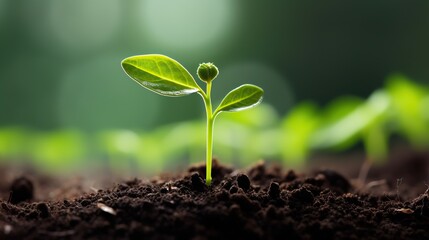green grass on the ground,Plant seedlings or small trees that grow on fertile soil and soft sun light,Green seedling illustrating concept of new life in early stage