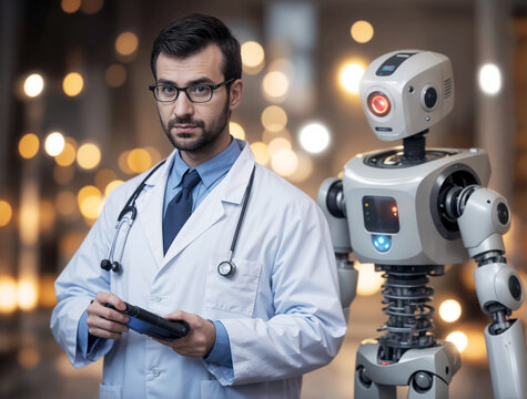 medical doctor and robot 