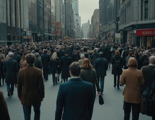 Urban Pulse: A Dynamic Daytime Journey Through the Anonymous Crowd of a Bustling Metropolis.