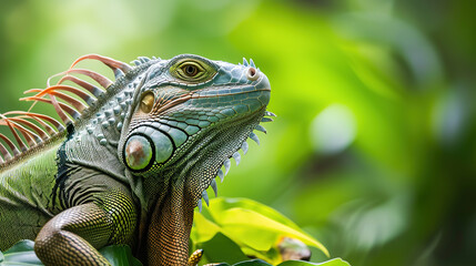 Obraz premium wallpaper of a iguana, close up empty copy space