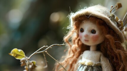 Obraz premium Cute needle felted doll