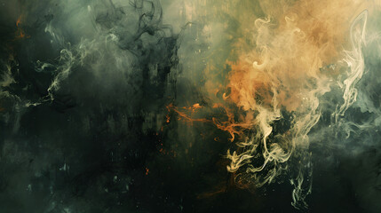 Abstract Painting of Smoke and Fire
