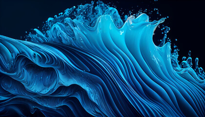 Water gel wave blue texture background, Ai generated image