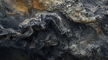 Close Up of Black and Yellow Substance