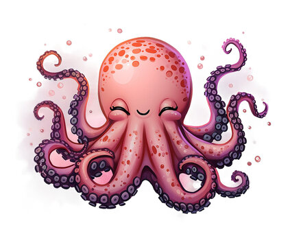 Cute Octopus Clipart: PNG with Transparent Background