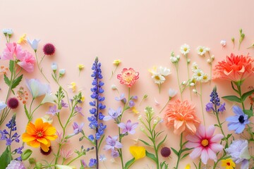 Spring floral composition made of fresh colorful flower